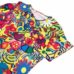 2XL Womens Top Hippie‎ floral costume headband stretch wide sleeve no brand plus